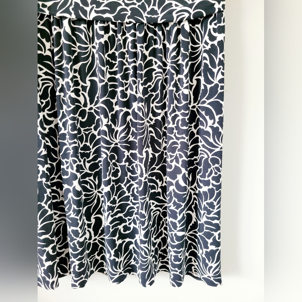 LOFT Ann Taylor Black/White Floral Sleeveless Dress Stretchy Comfy XL - Picture 14 of 16